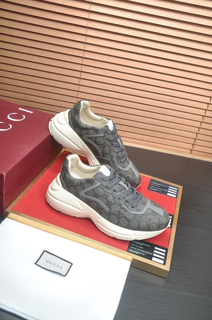 Men's shoes 💰540💶【GUCCI】 (couple style) (the highest version of Gucci's popular dad shoes. 🚹🚹2023 counter sales simultaneously ,, the upper is made of imported cowhide, comfortable sheepskin lining, great foot feel, original lightweight shock-absorbing thickened foam outsole, simple color matching, versatile and handsome, code number: 35-40 for women, 38-45 for men (45 is customized and non-returnable) "Full set of packaging, card, certificate, cloth bag, handbag"